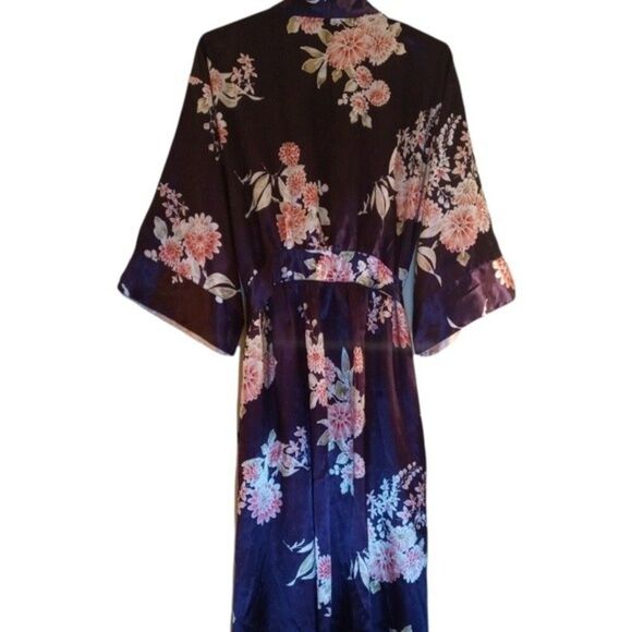 Morgan Taylor Intimates Full Length Purple Floral Robe S/M - Picture 2 of 4